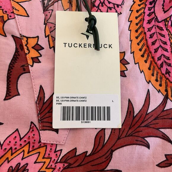 Tuckernuck Pink Ornate Chintz Boho Dress‎ Size L Long Sleeve Tiered Floral NWT - Picture 8 of 11